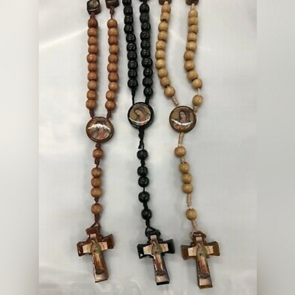 2 for $20 Lady of Guadalupe Wood Rosary Necklace - Picture 4 of 6